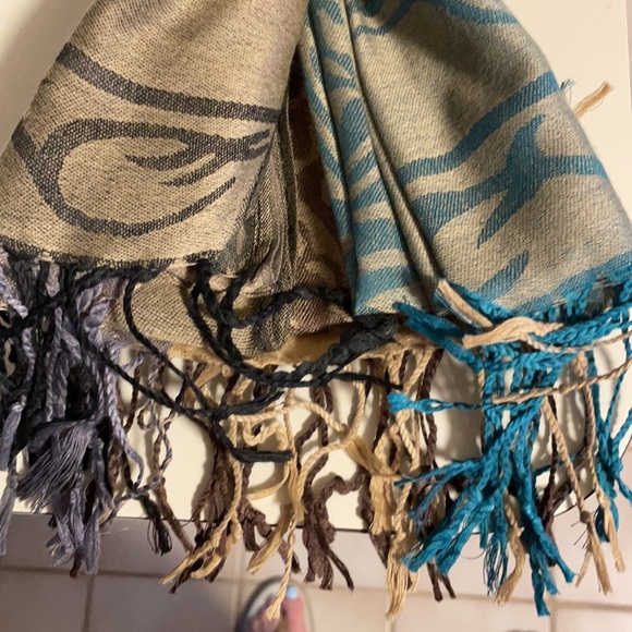 Jacquard Pashmina Brown and Blue NWT - Picture 5 of 5